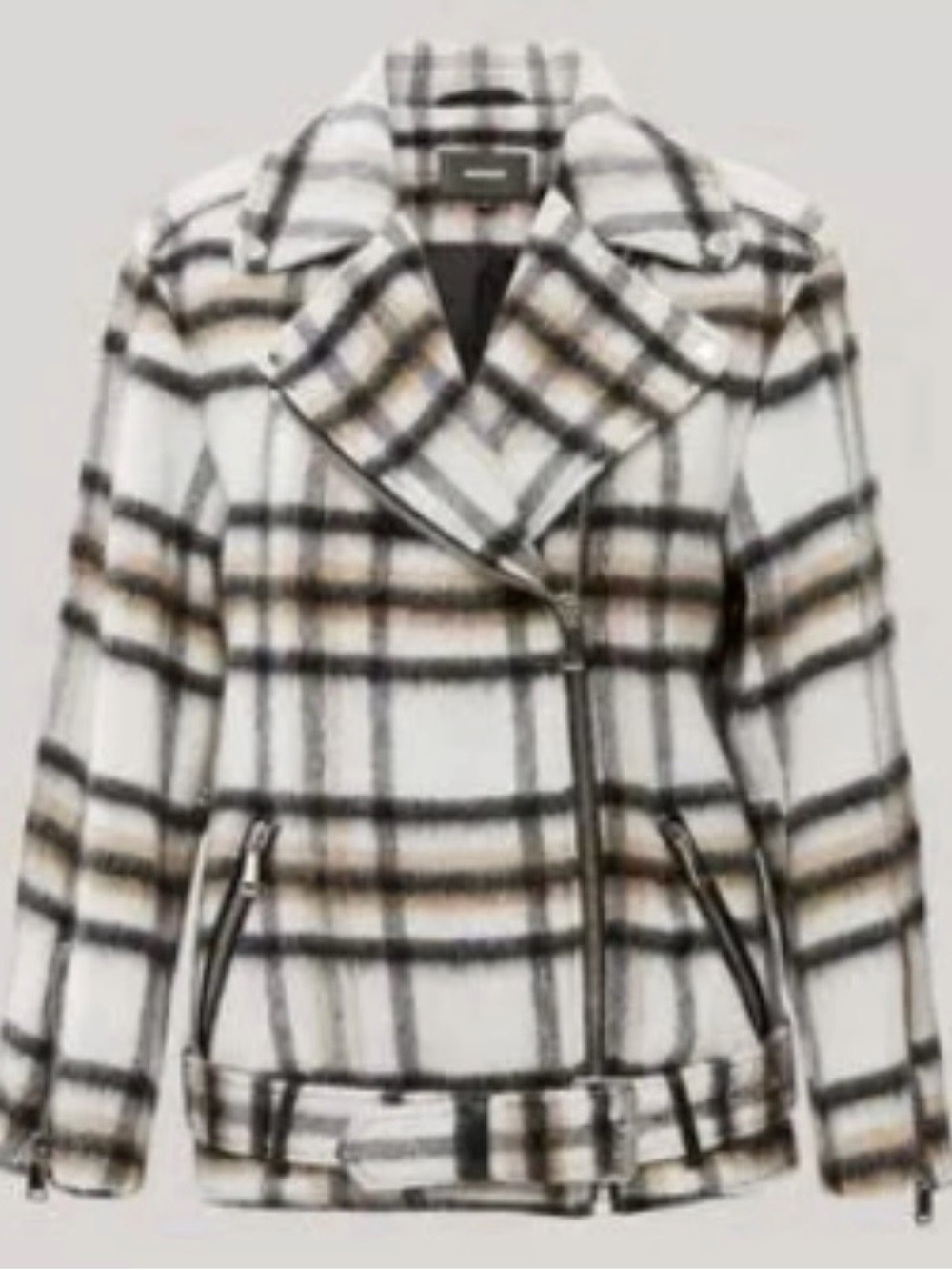 Mackage Women Gracie Plaid Moto Bomber lined biker jacket coat wool nwt S $1070